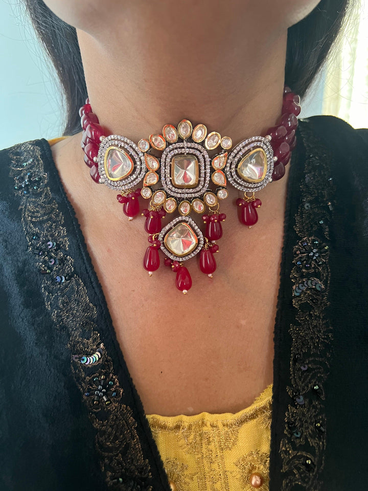 Kundan Choker with Statement Earrings - SHIVKA