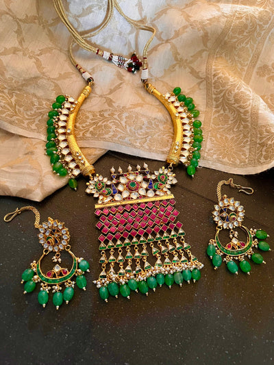 Royal Kundan Wedding Necklace with Earrings - SHIVKA