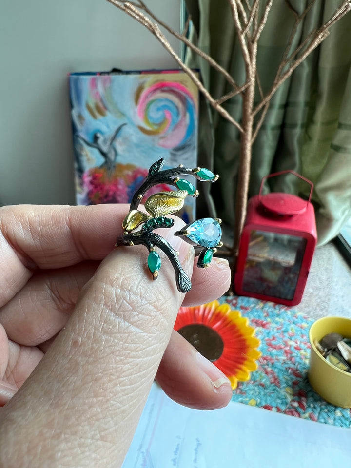 Designer Pure Silver Sky Blue Topaz Ring