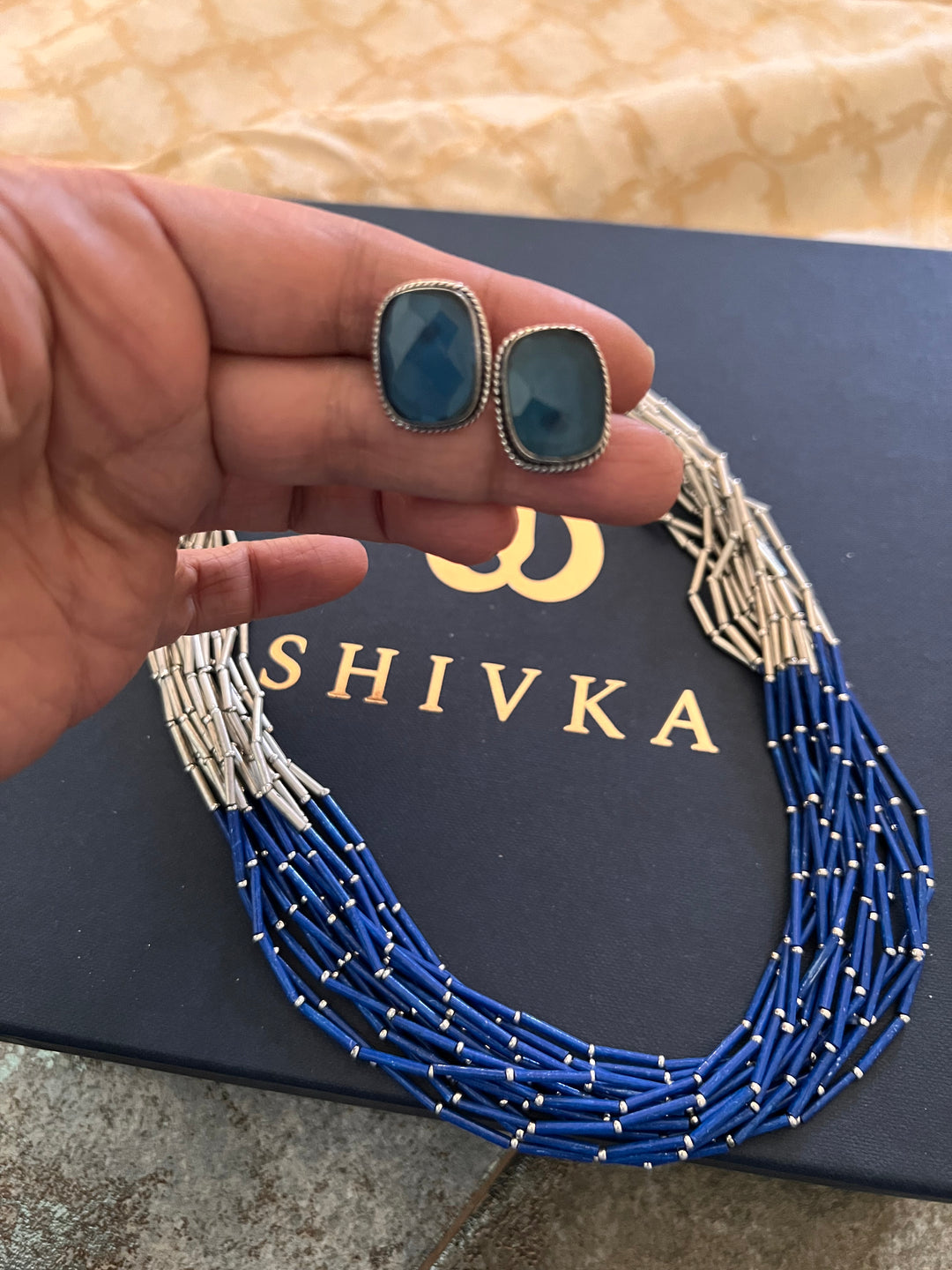 Beaded Necklace with Studs