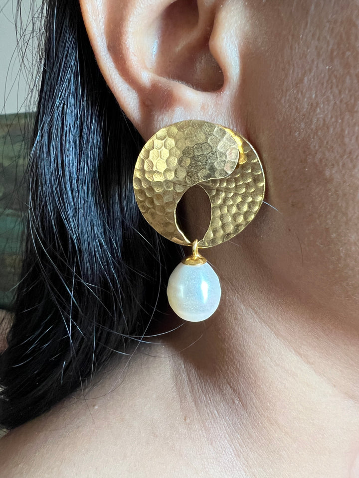 Classy Pearl Drop Gold Tone Earrings