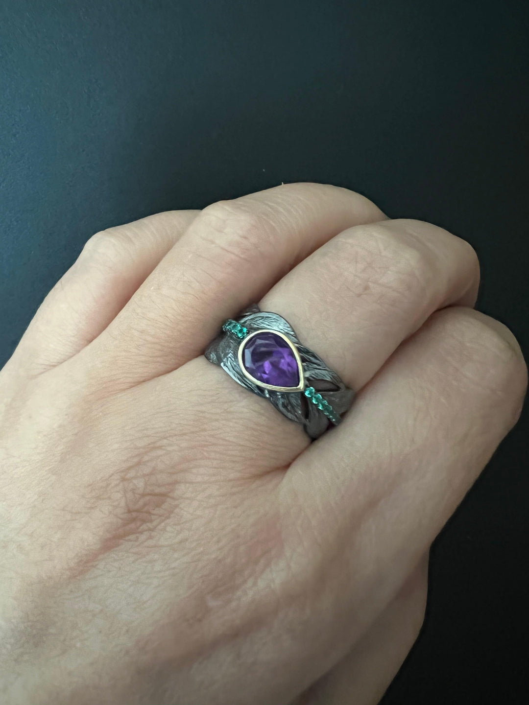 Vintage Pure 925 Silver Amethyst  Ring - SHIVKA
