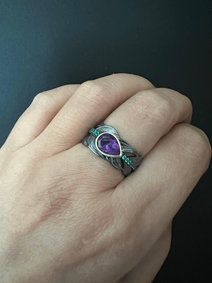 Vintage Pure 925 Silver Amethyst  Ring - SHIVKA