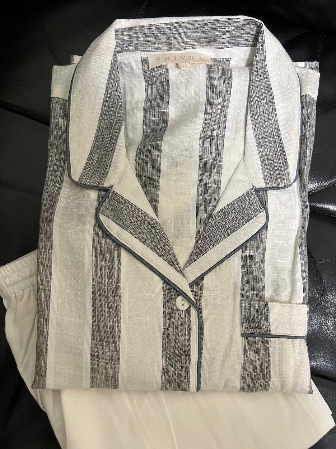 Grey and White Cotton Night Suit - Set of Two