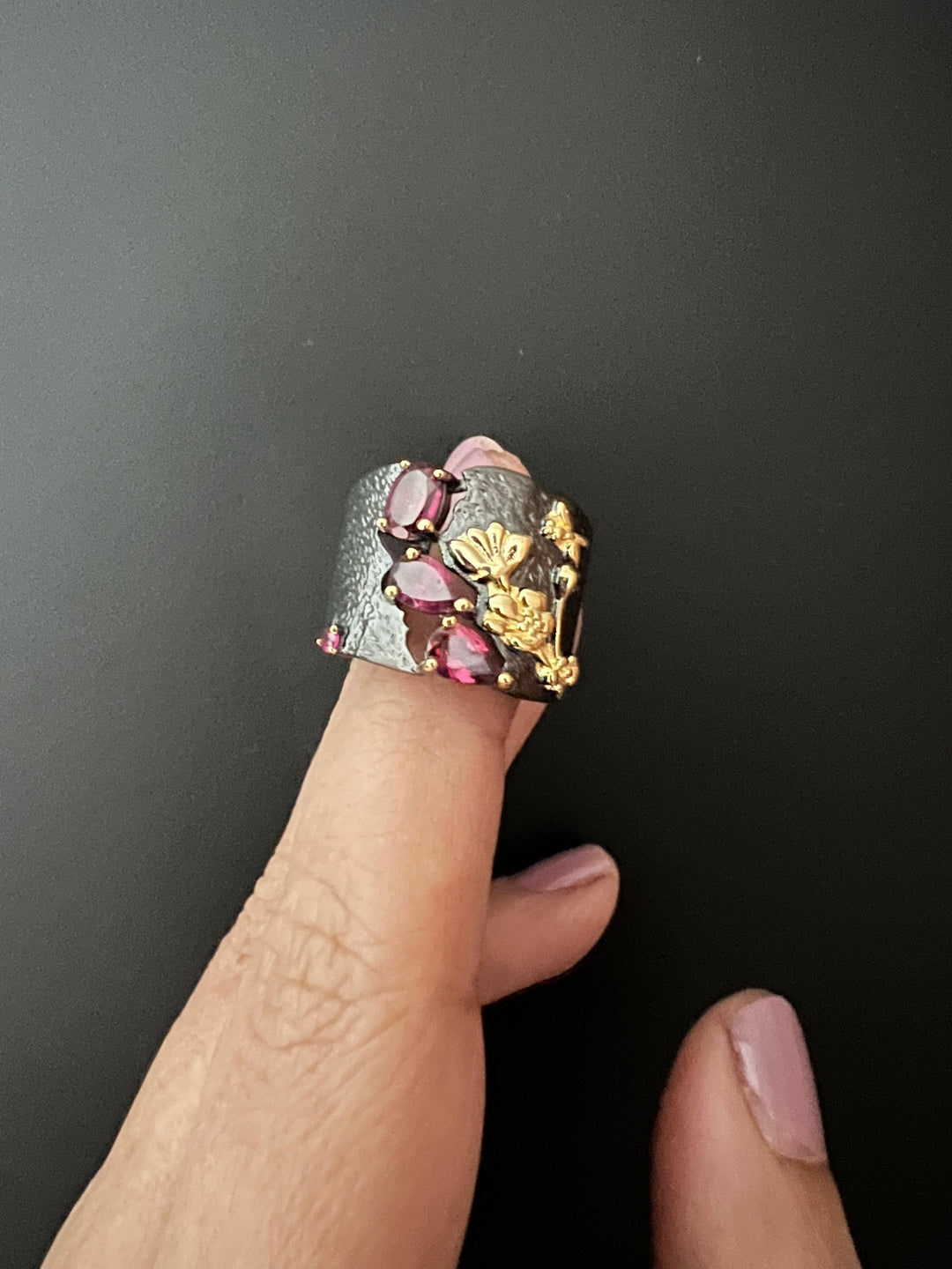 Designer Pure Silver Rhodolite Ring