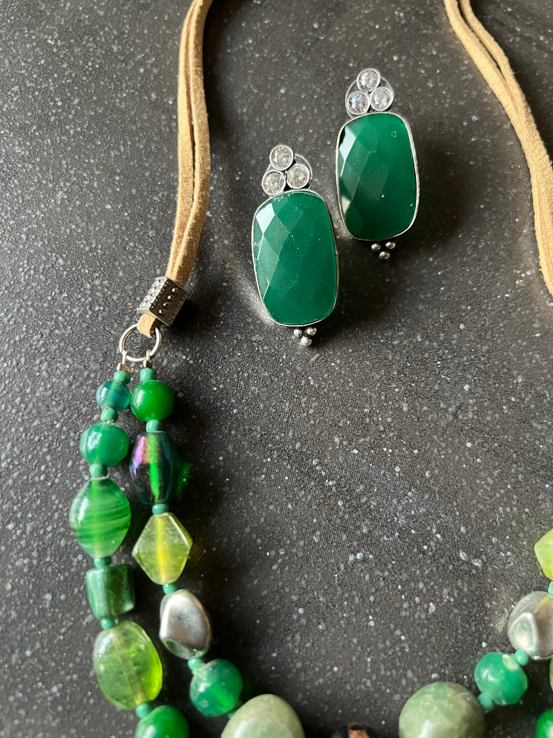 Beaded Necklace with studs