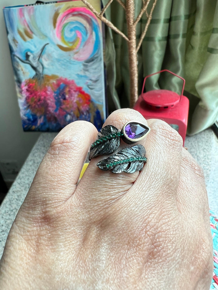 Vintage Pure 925 Silver Amethyst  Ring - SHIVKA