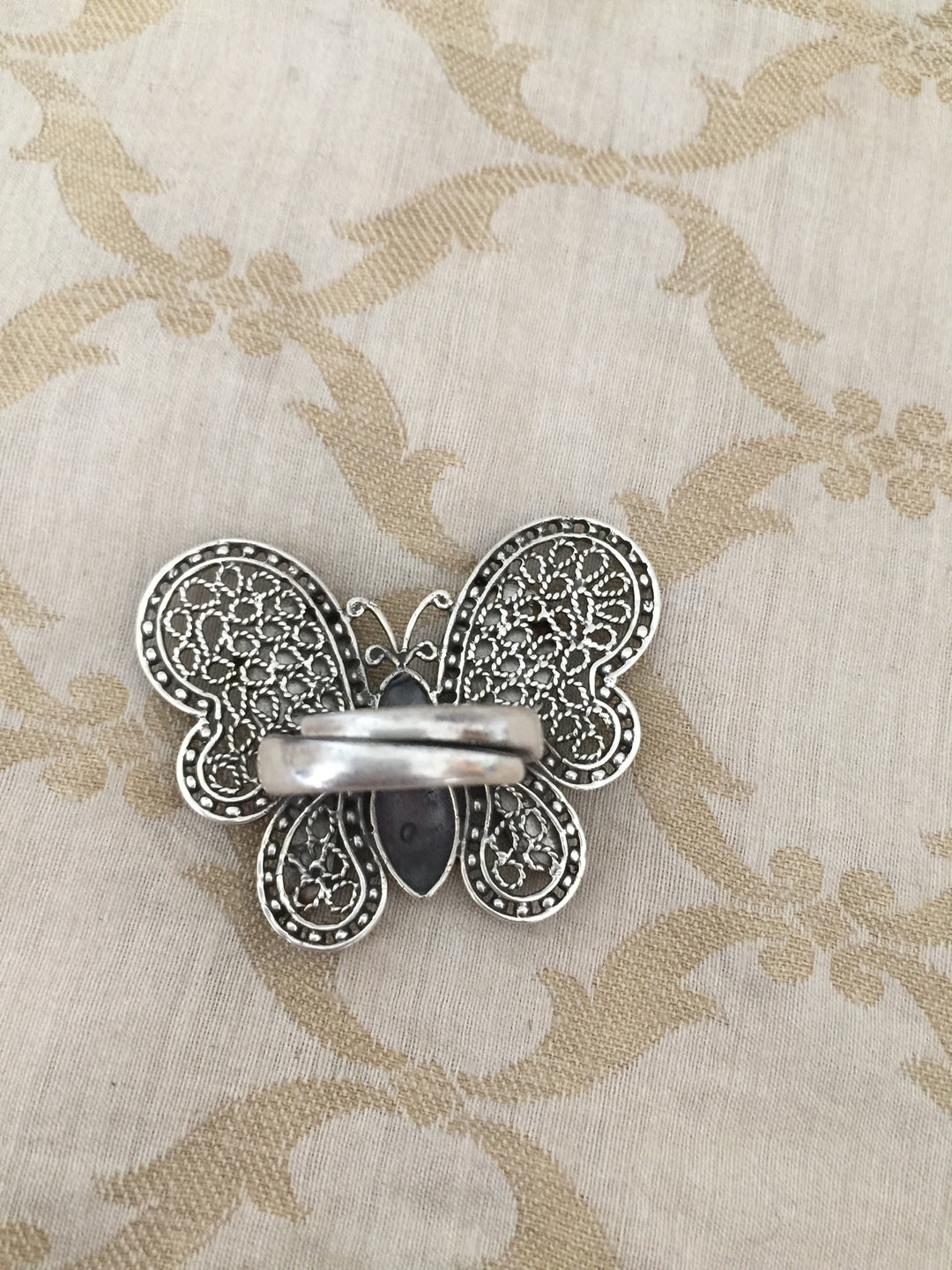 Kundan Butterfly  Pure 925 Silver Ring