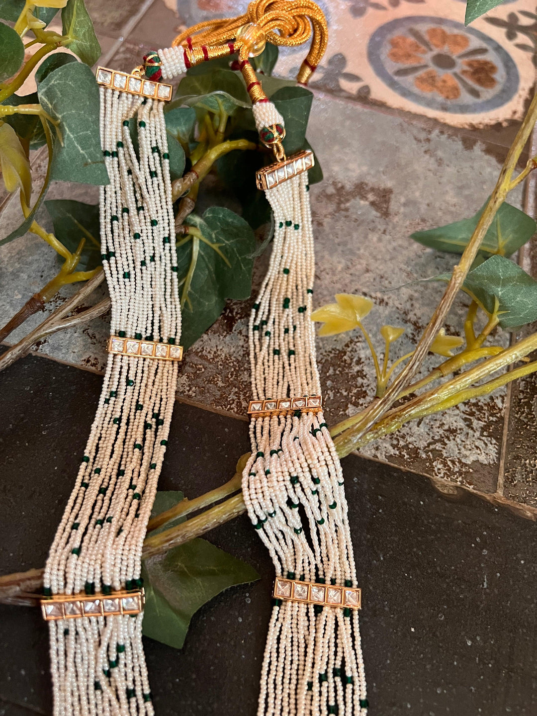 High Quality Kundan Pendant Long Necklace with Statement Earrings - SHIVKA