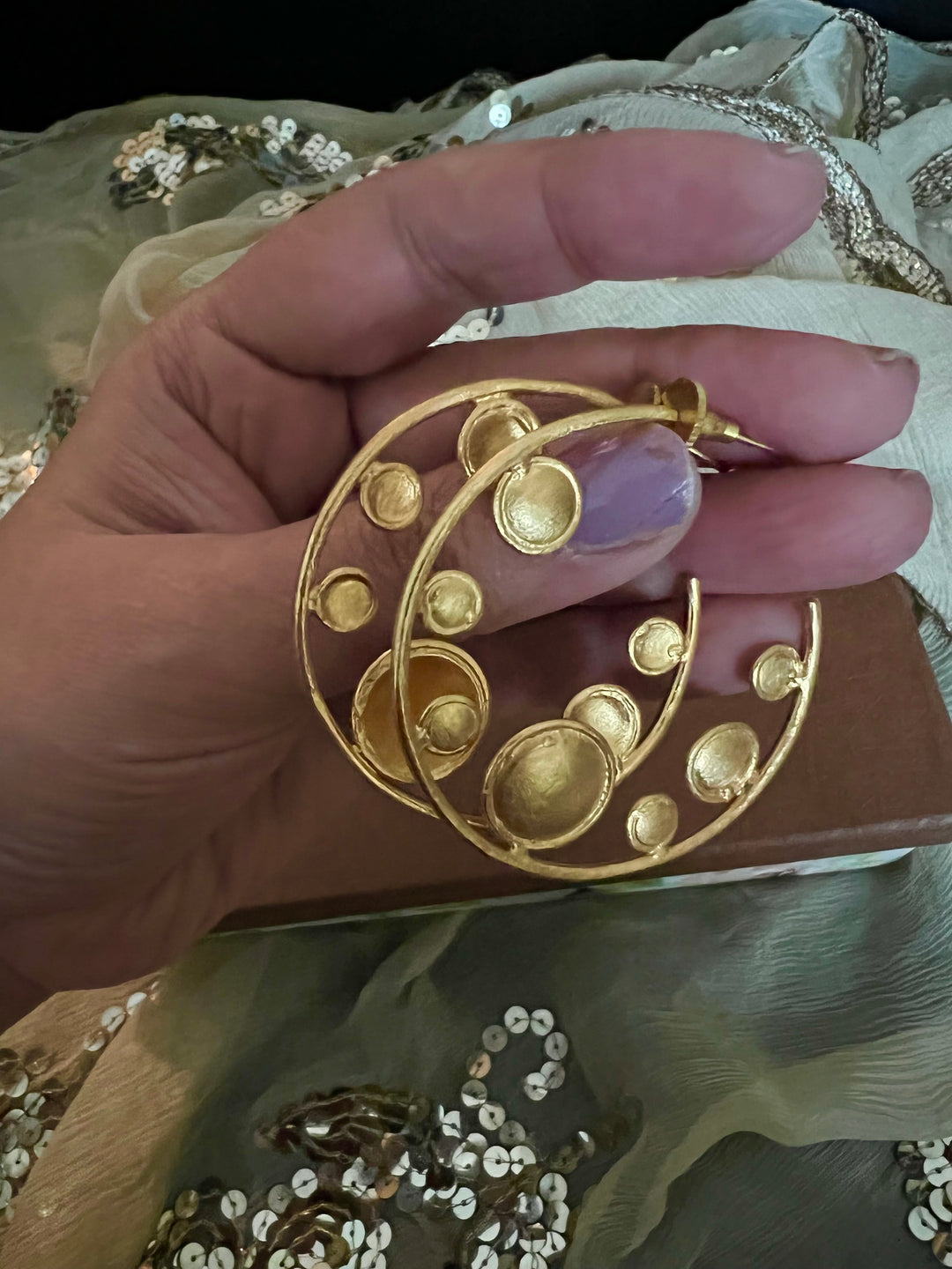 Designer Gold Tone Hoops