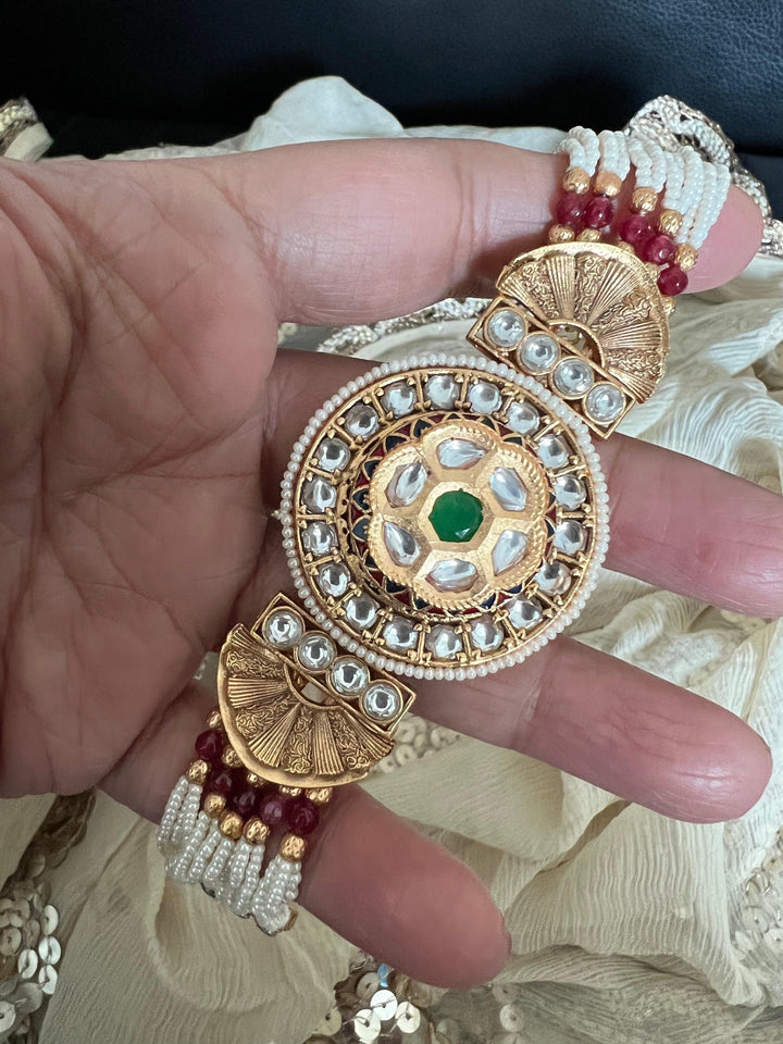 Pearls and Gold Kundan Bracelet - SHIVKA