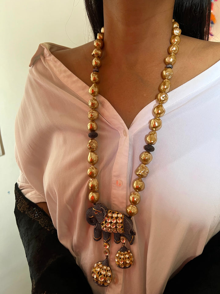 Baroque Necklace with Statement Earrings