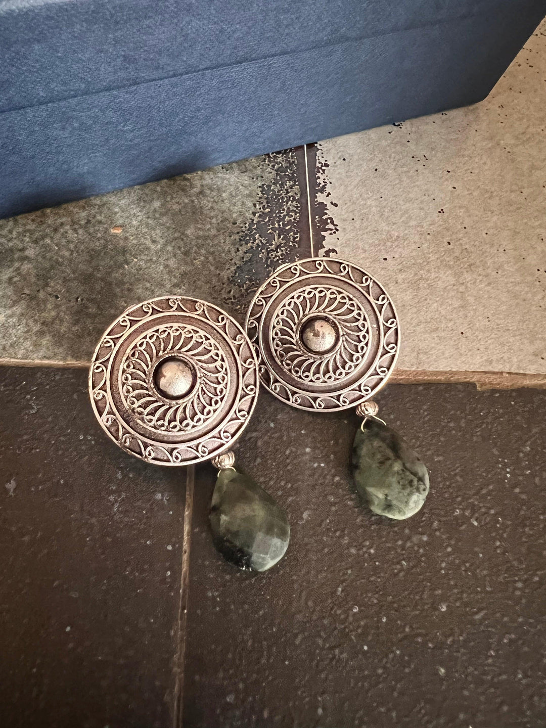 Real Emerald Drop Antique Earrings - SHIVKA