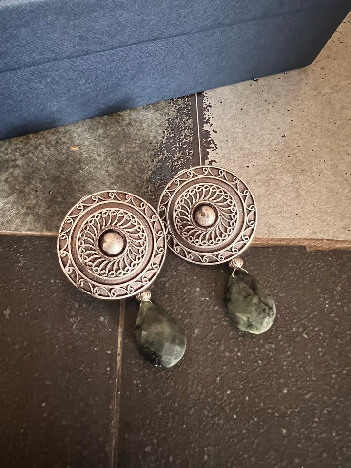 Real Emerald Drop Antique Earrings - SHIVKA