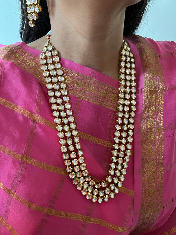 Jadau Kundan Necklace with Earrings and Maangtikka - SHIVKA