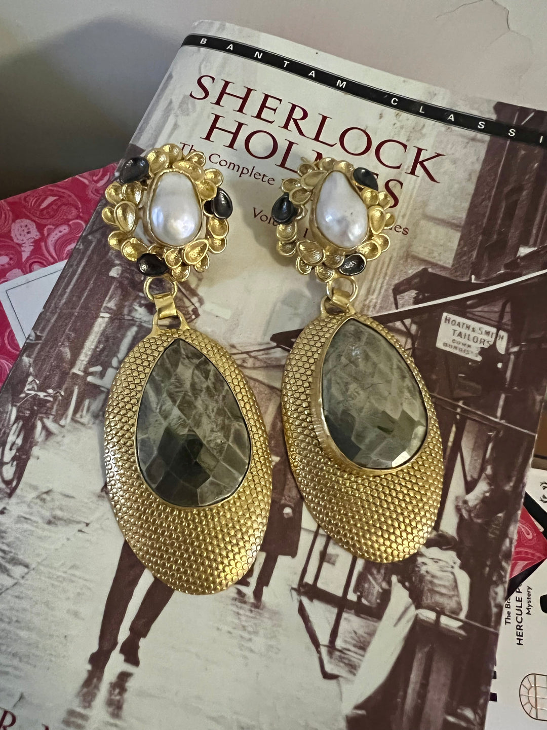 Baroque Pearl and Pyrite Designer Earrings