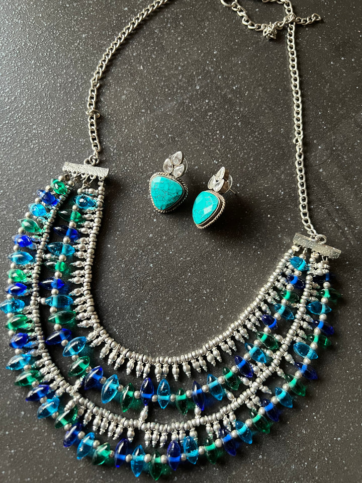 Beaded Necklace with studs