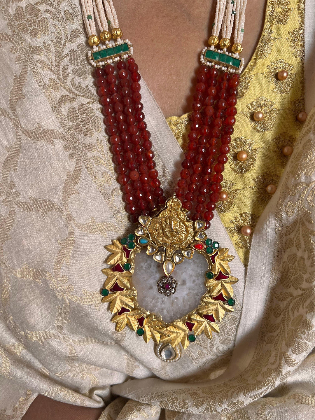 Statement Agate and Kundan Vintage Necklace - SHIVKA