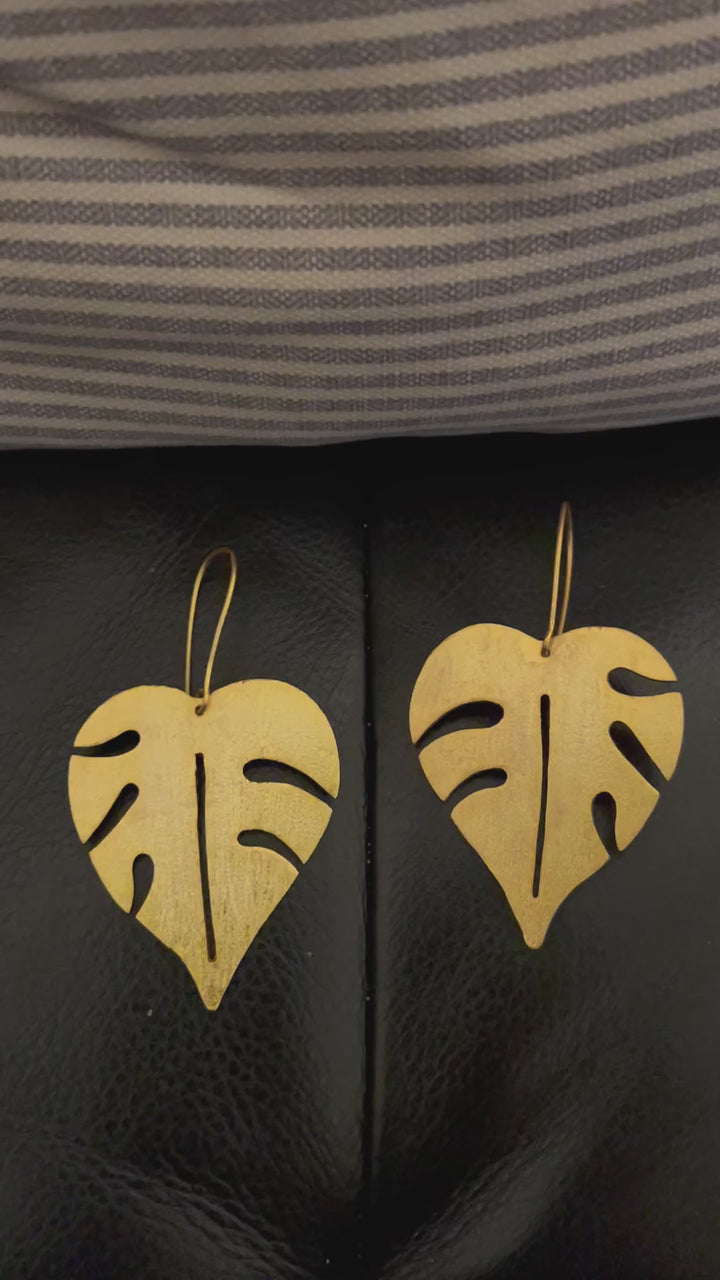 Gold Tone Leaf Danglers