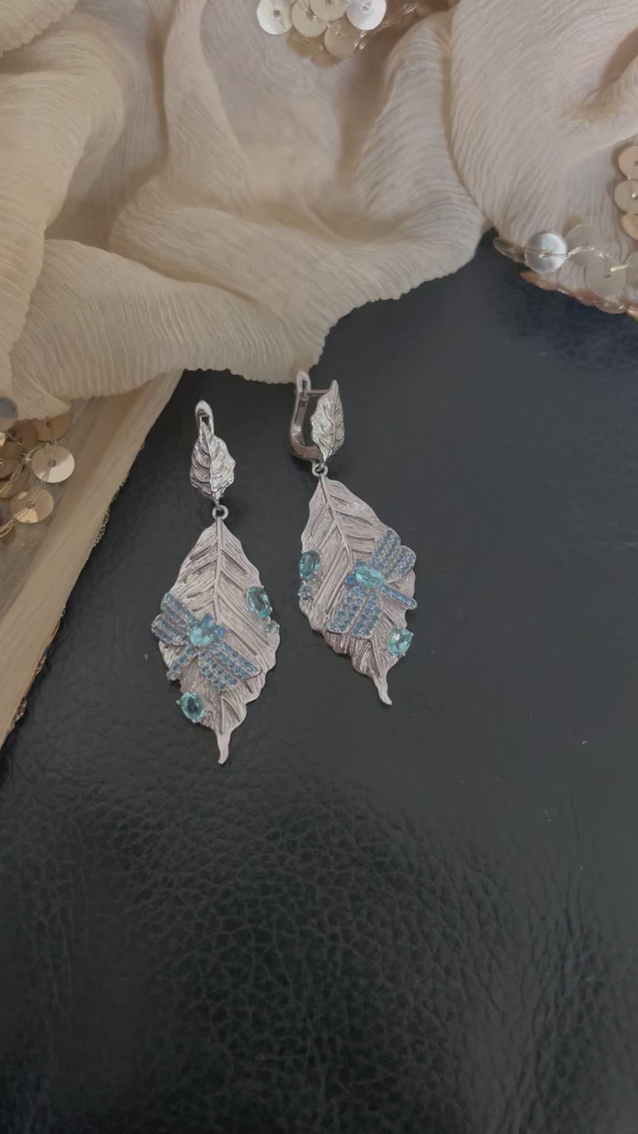 Designer Pure 925 Silver Dragon Fly Earrings