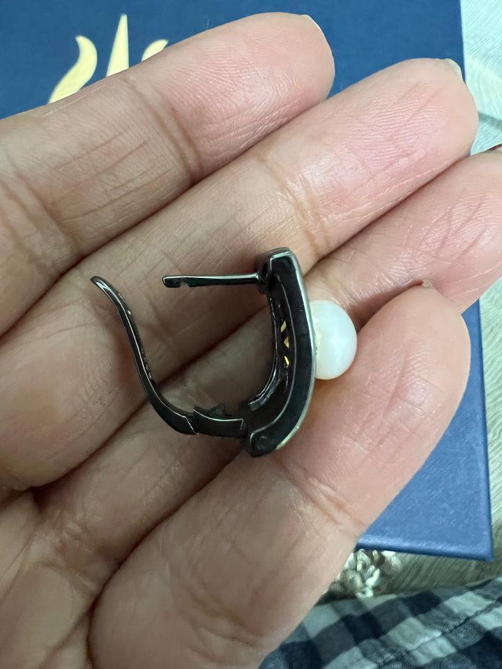 SHIVKA Pearl 925 Silver Pendant Necklace Set | Elegant Rhodium Finish