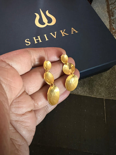 Three Tier Brass Earrings - SHIVKA