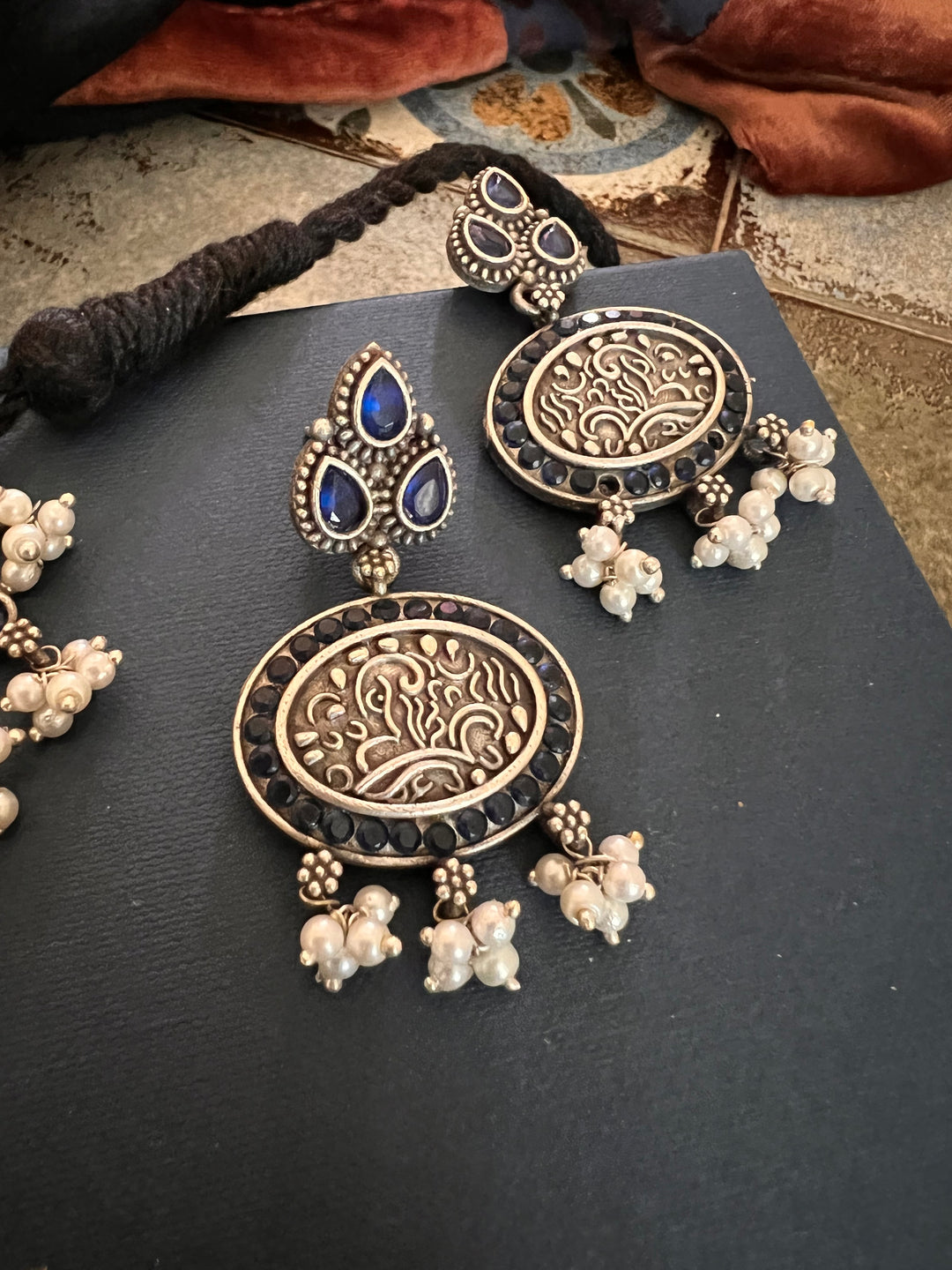 Antique Peacock Choker with Earrings