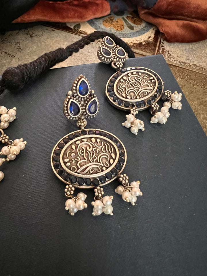 Antique Peacock Choker with Earrings