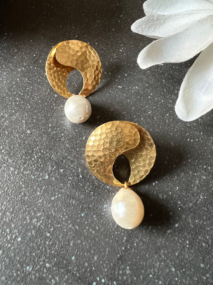 Classy Pearl Drop Gold Tone Earrings