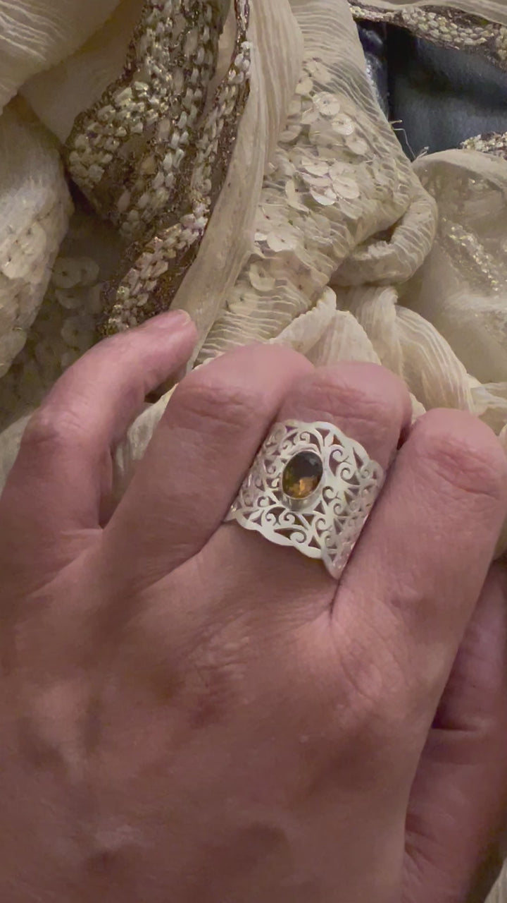 Beautiful Cut-work Quartz Ring