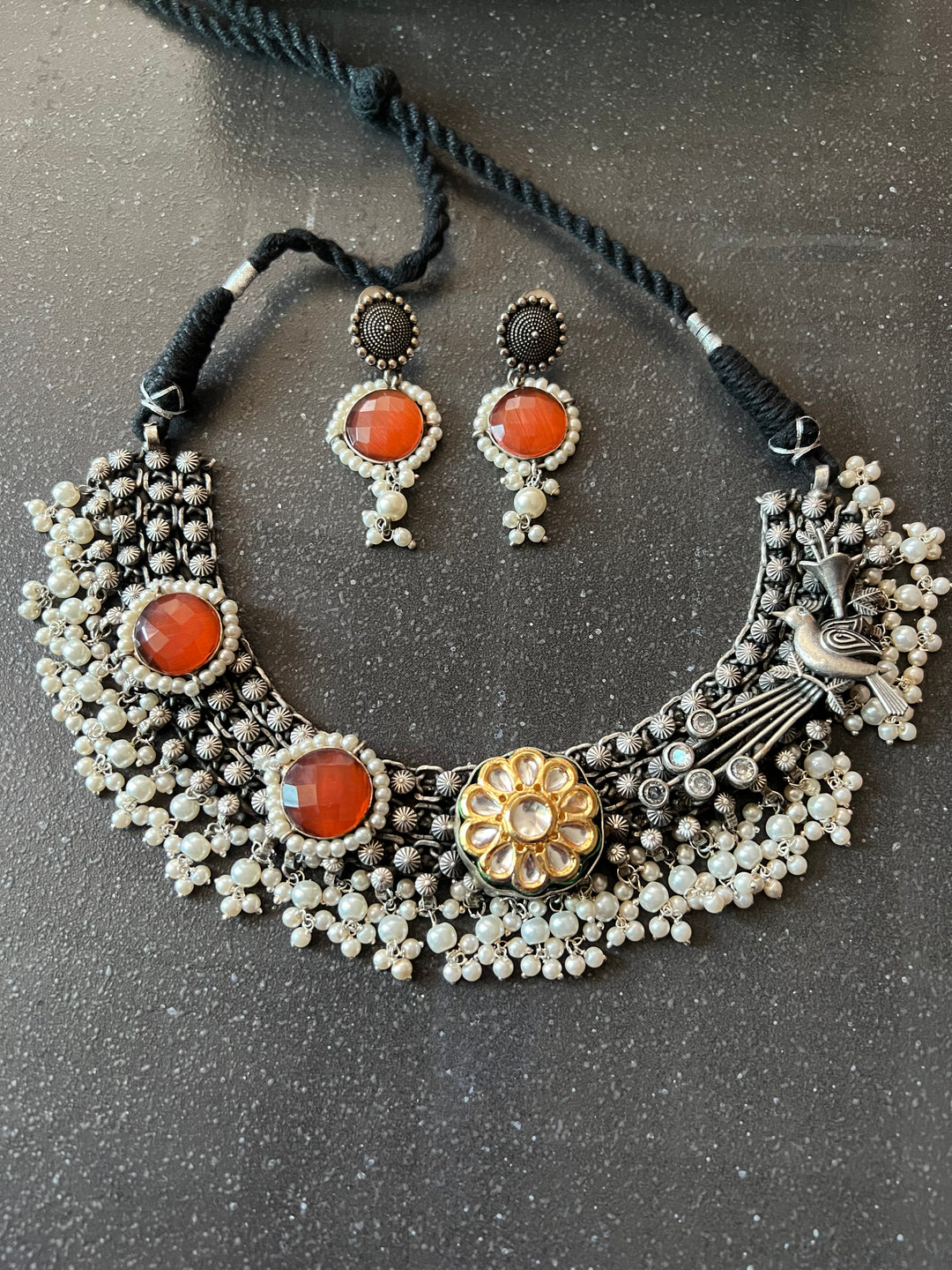 Vintage Artistic Necklace with Earrings