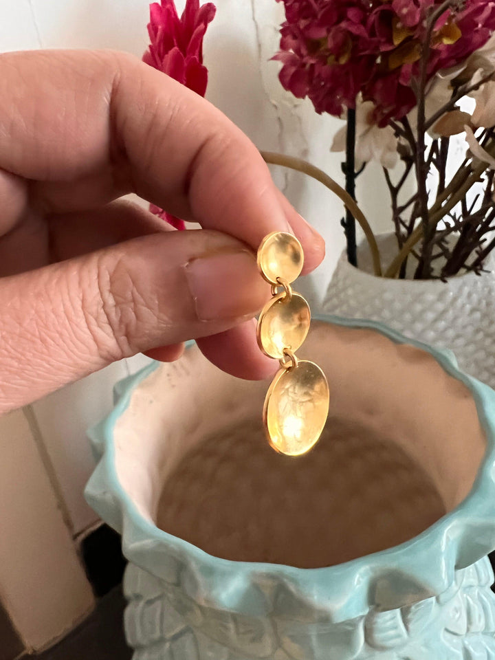 Three Tier Brass Earrings - SHIVKA