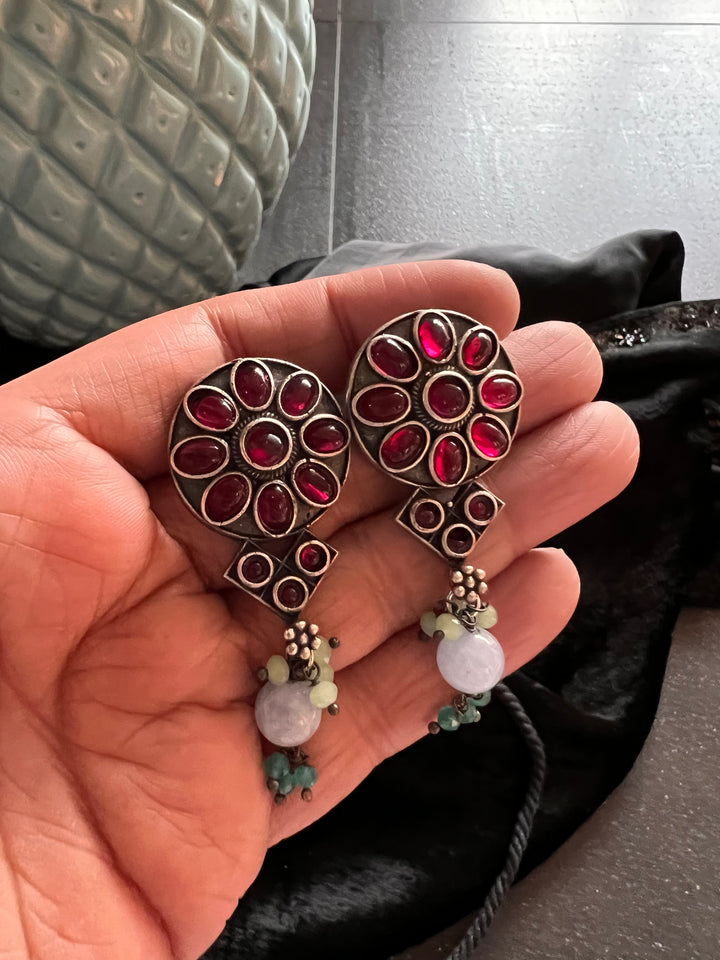 Antique Stones Choker with Statement Earrings