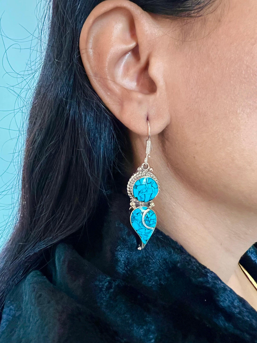 Stylish Turquoise Danglers - SHIVKA