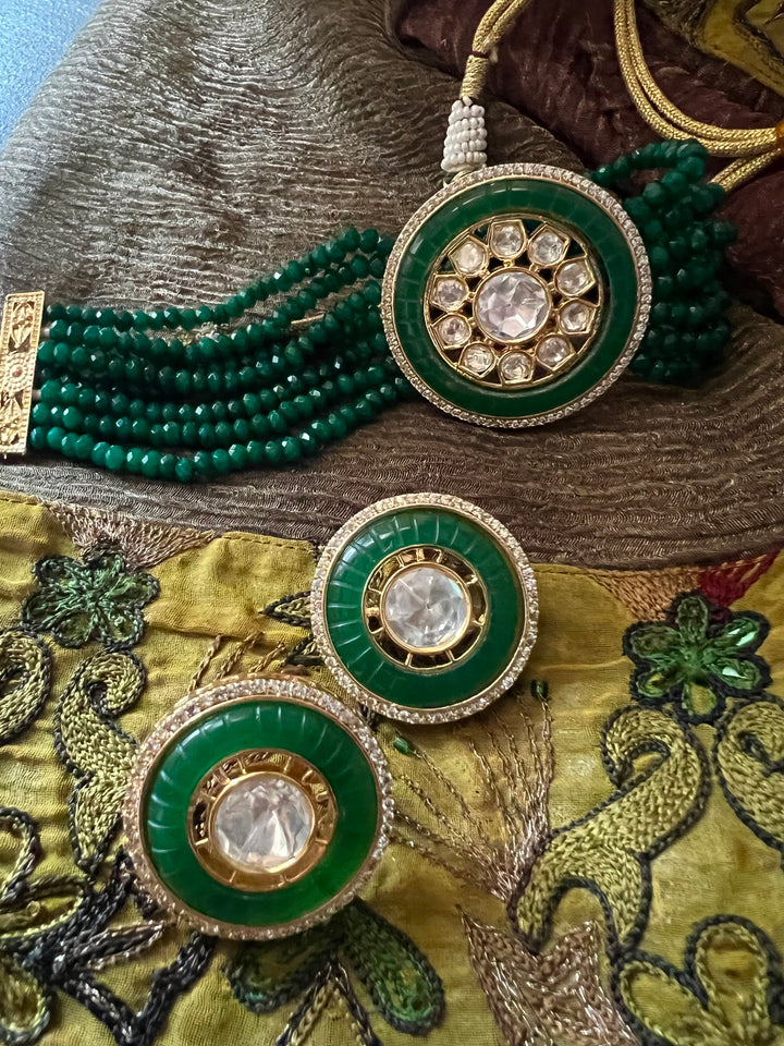 Victorian Kundan Choker Necklace with Earrings