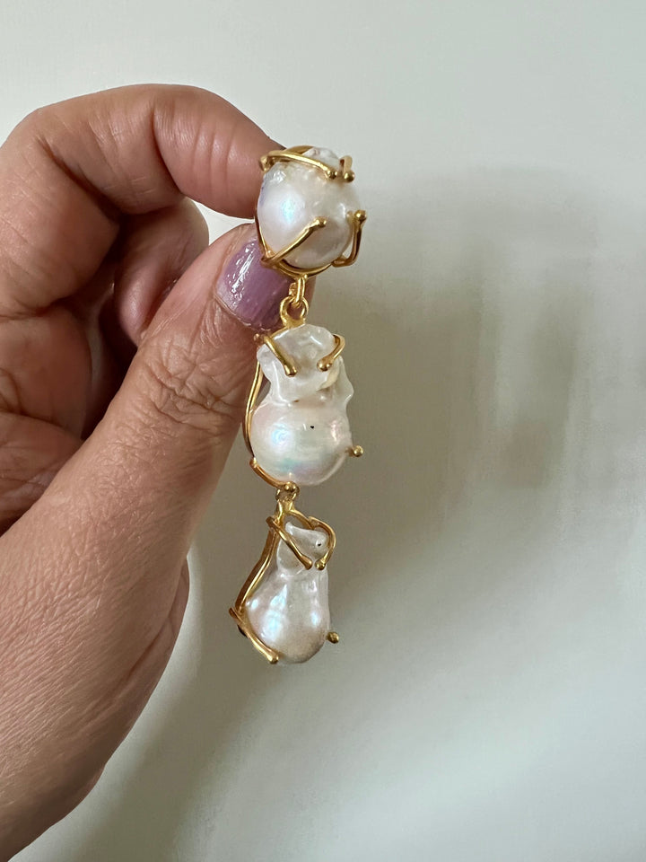 Asymmetric Baroque Pearl Danglers
