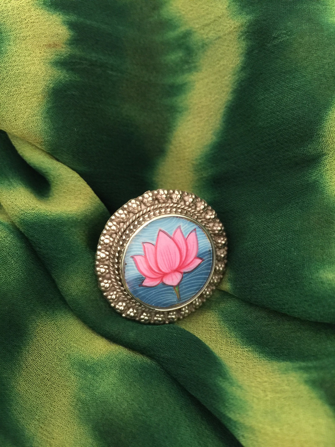 Hand-painted Pure 925 Silver Ring