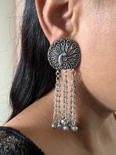 Tasseled Peacock Earrings - SHIVKA