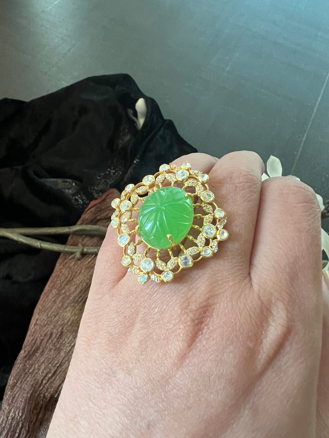 Moissanite Polki Ring