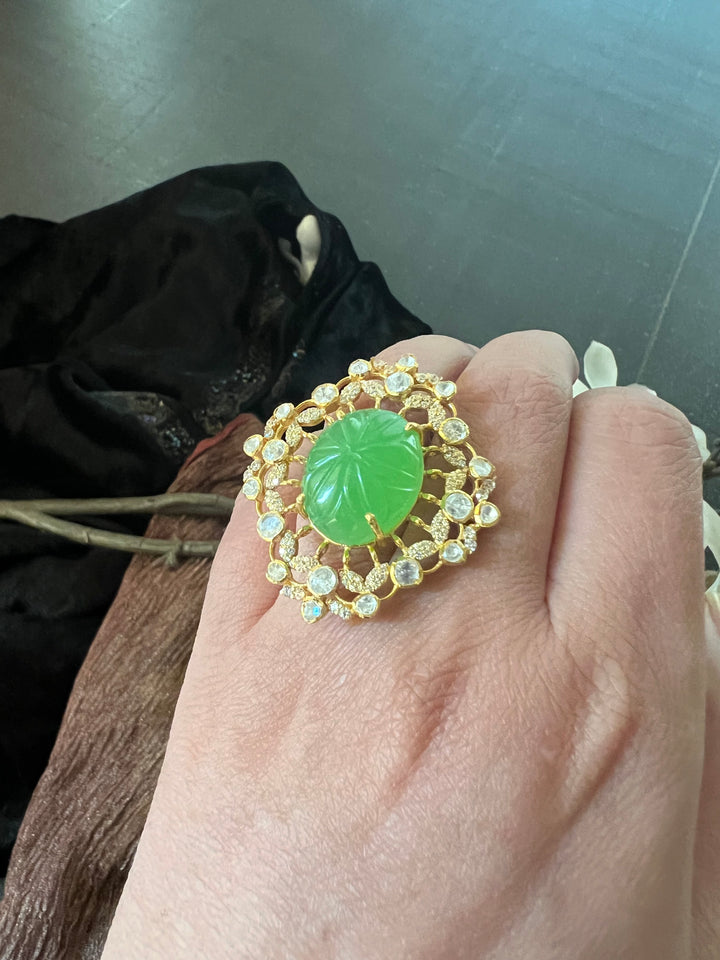 Moissanite Polki Ring