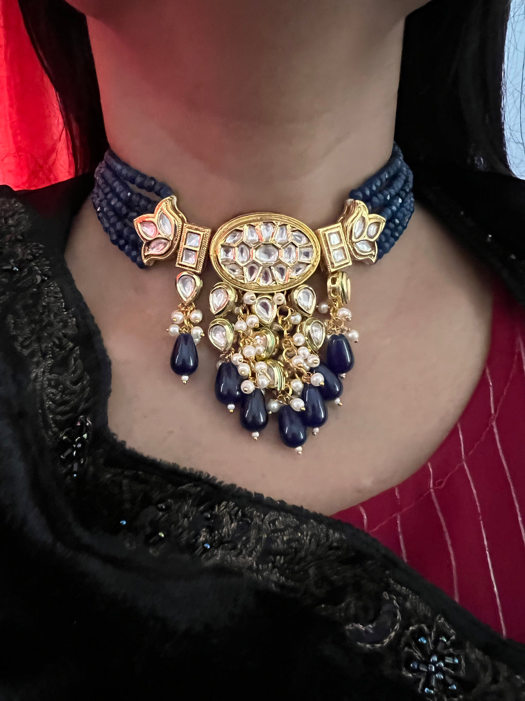 Classic Kundan Choker with Earrings and Maangtikka