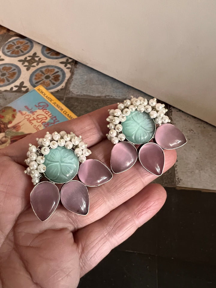 Carved Stone Bee Studs