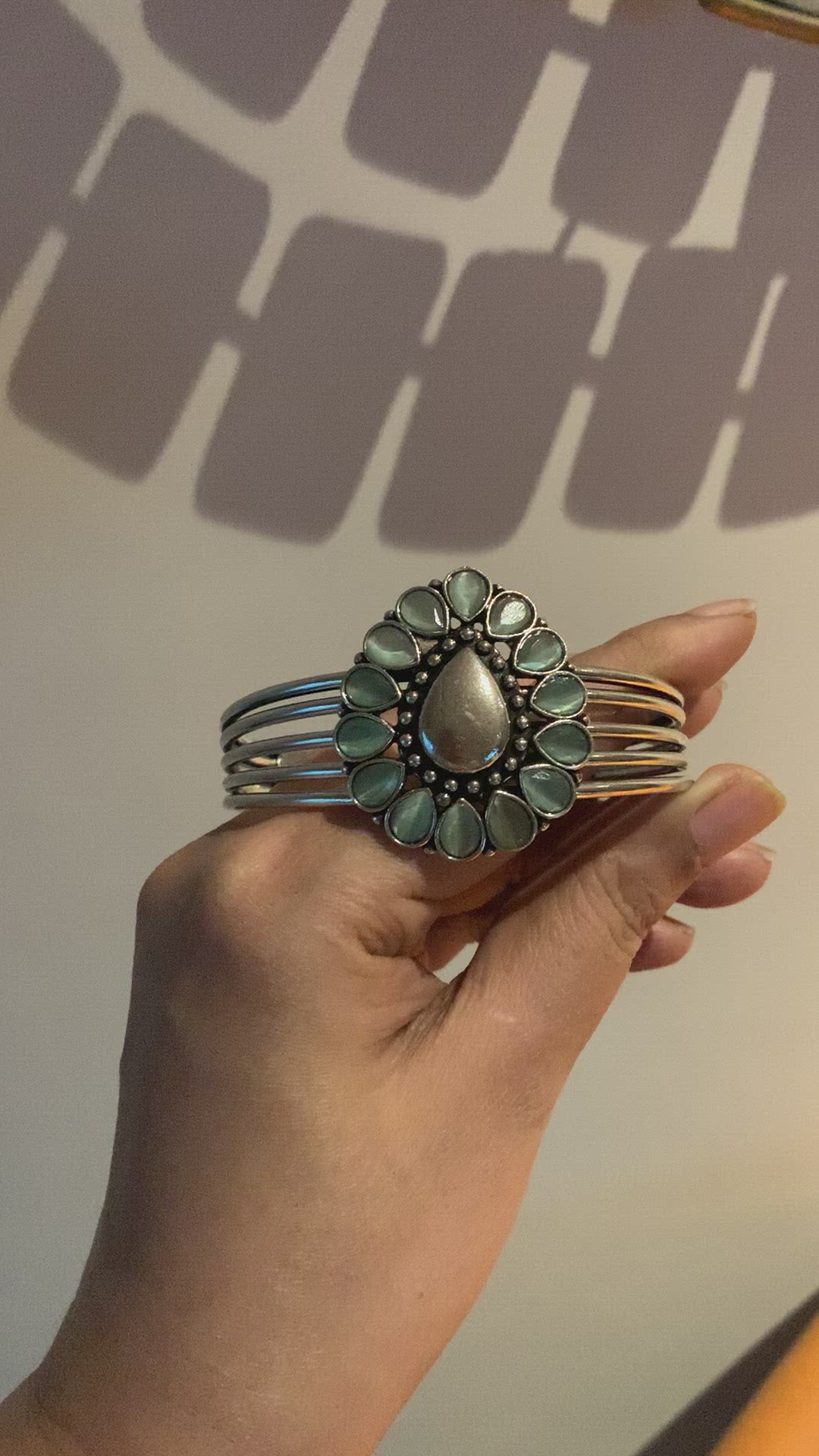 Heart Brooch Cuff Bracelet