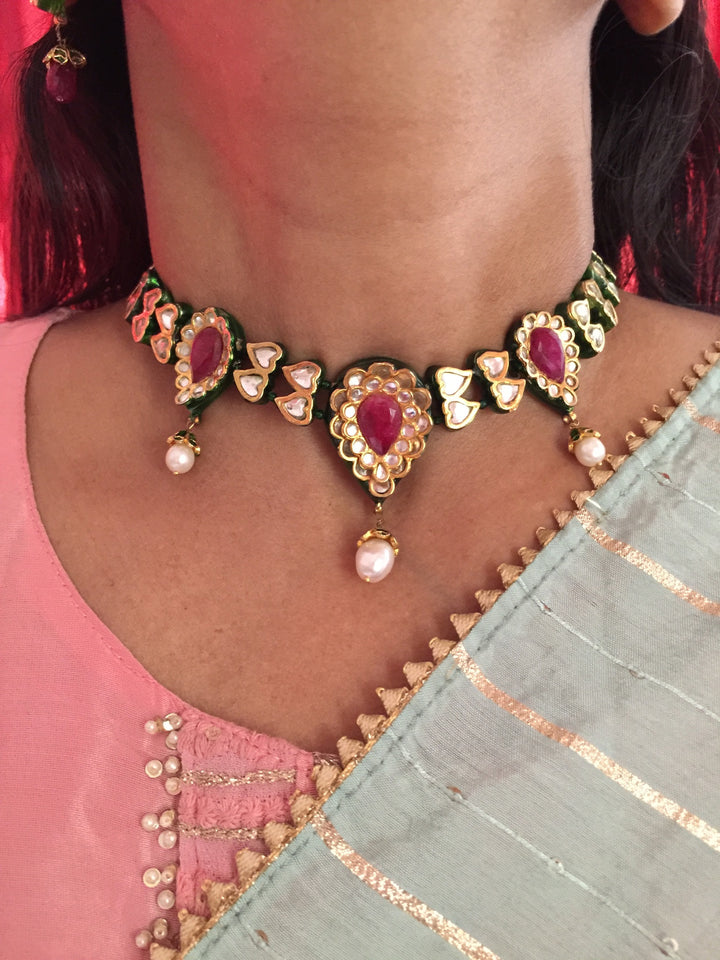 Vintage Kundan Necklace with Statement Earrings