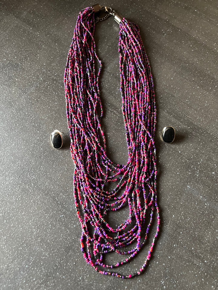 Beaded Necklace with Studs