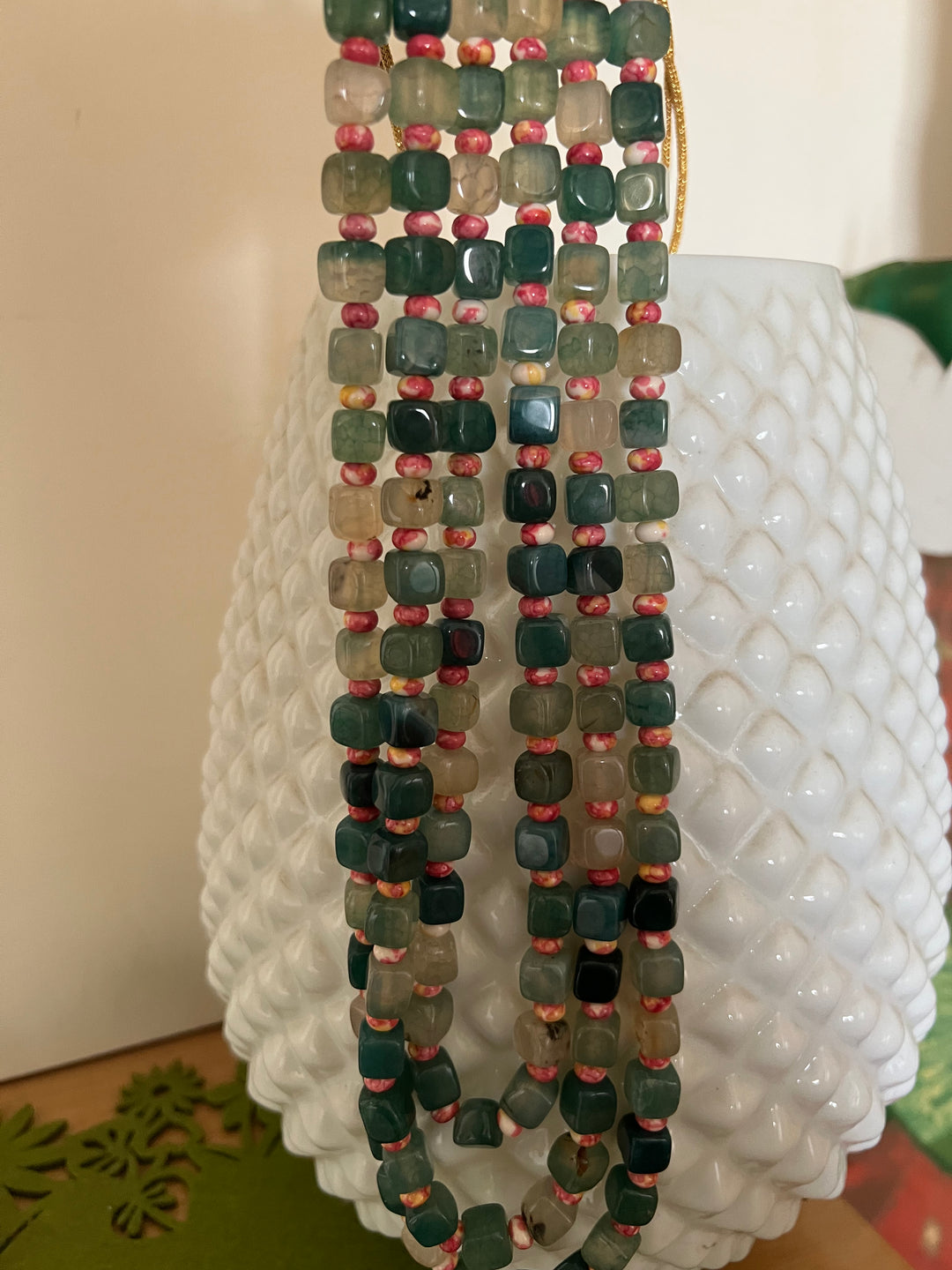 Three layered beaded necklace