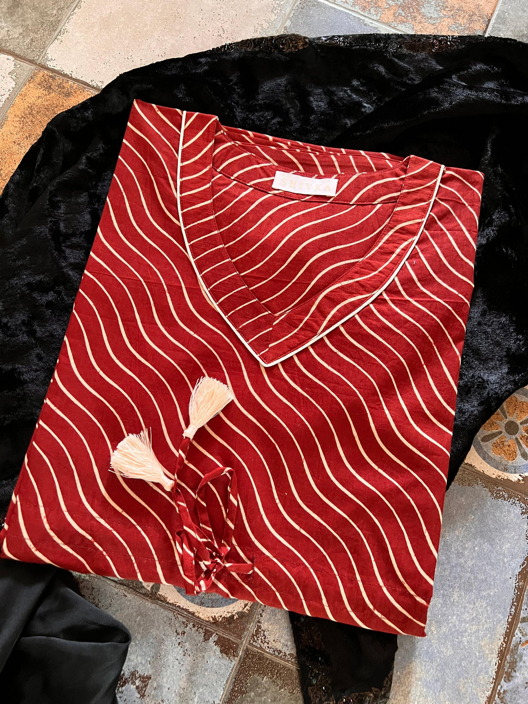 Indian Print Cotton Kaftan - SHIVKA