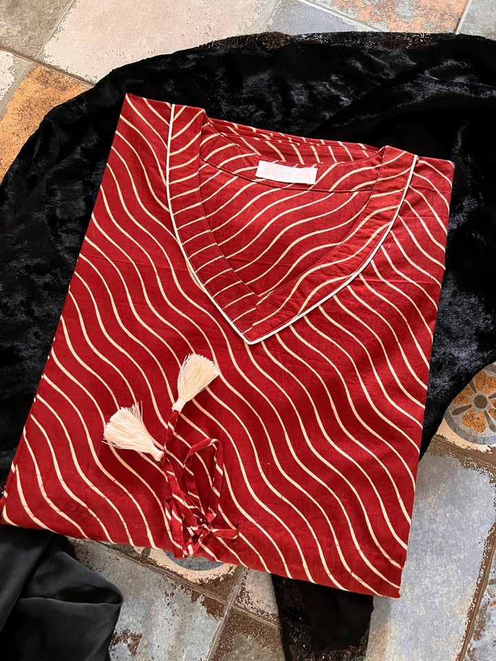 Indian Print Cotton Kaftan - SHIVKA