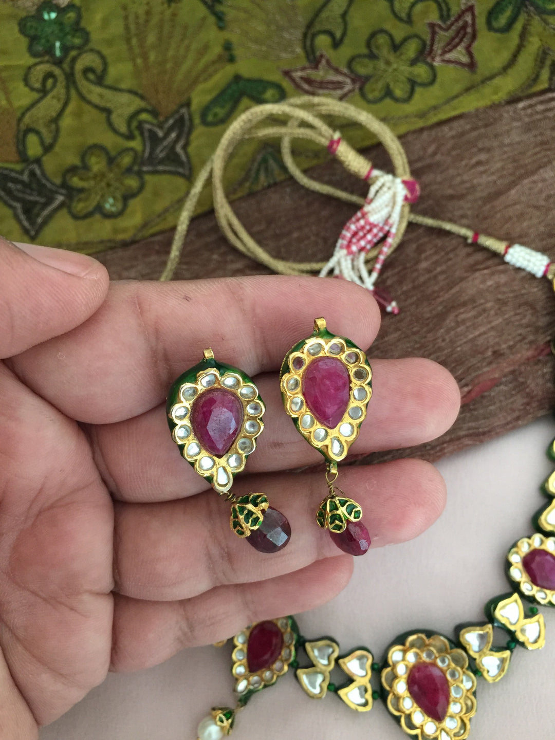 Vintage Kundan Necklace with Statement Earrings