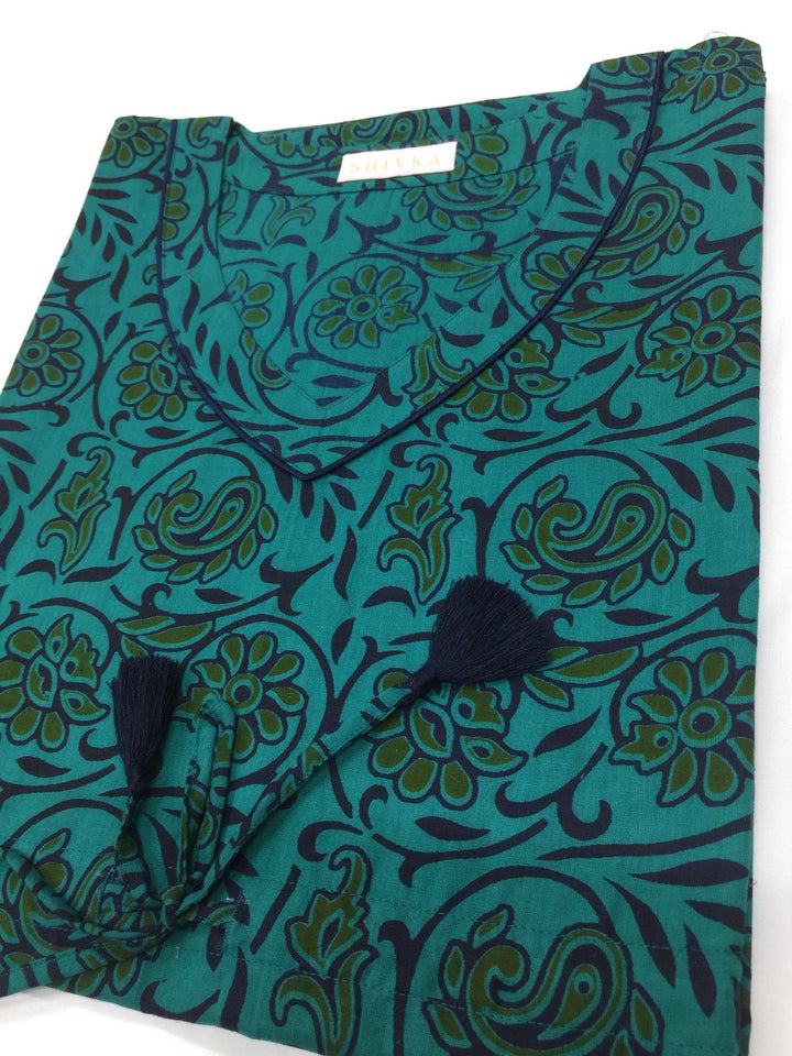 Indian Print Cotton Kaftan - SHIVKA